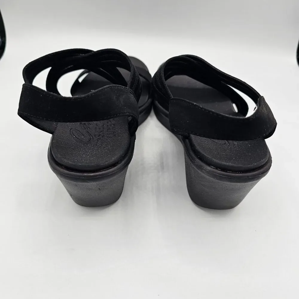 Cali Skechers Luxe Foam Womens Black Strappy Wedge Sandals Slingback whimsigoth